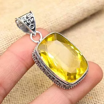 Привлекательный драгоценный камень цитрин, ювелирные изделия из стерлингового серебра 925 пробы ручной работы, прекрасный кулон, подарок для нее 2 Inches жёлтый