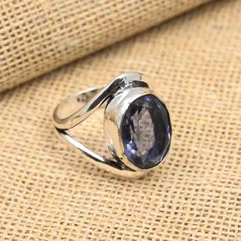 Привлекательный драгоценный камень иолит ручной работы из стерлингового серебра 925 пробы для свадебного подарка 4 синий