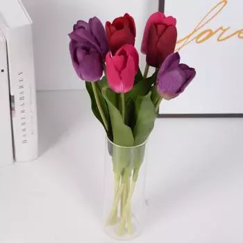 Привлекательный имитационный тюльпан свободно изгибается, хорошая поддельная цветочная композиция, декор стола