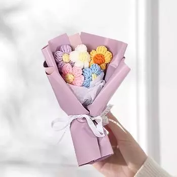 Привлекательный искусственный букет цветов, атмосфера, реалистичный яркий цвет, создание красочного букета цветов, сотканного вручную, на день Святого Валентина розовый