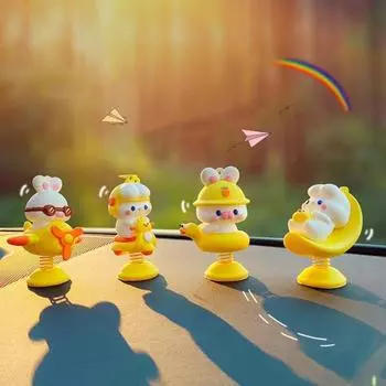 Привлекательный коллективный устойчивый автомобильный дисплей форма плавательный круг фигурка кролика подарок на день рождения A