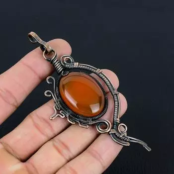 Привлекательный красный сердолик драгоценный камень ручной работы из чистой медной проволоки подвеска для ювелирных изделий для подарка