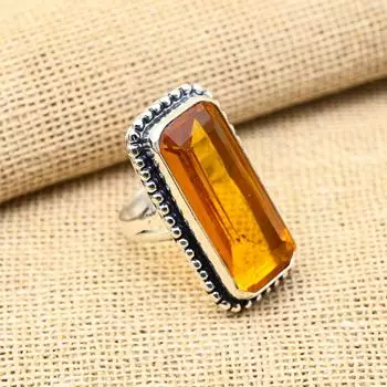 Привлекательный медовый топаз, драгоценный камень ручной работы, ювелирные изделия из стерлингового серебра 925 пробы, прекрасное кольцо для женщин 4 жёлтый