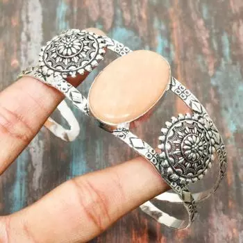 Привлекательный оранжевый авантюрин, драгоценный камень, стерлинговое серебро 925 пробы, браслет-манжета ручной работы, регулируемые ювелирные изделия Adjustable оранжевый