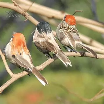 Привлекательный пернатый высокодетализированный ложный воробей свадебная комнатная уличная искусственная птица для двора красный