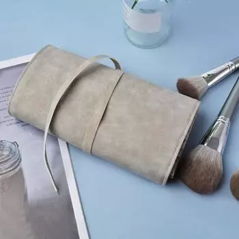 Привлекательный пылезащитный складной держатель для кистей для макияжа из искусственной кожи для комода