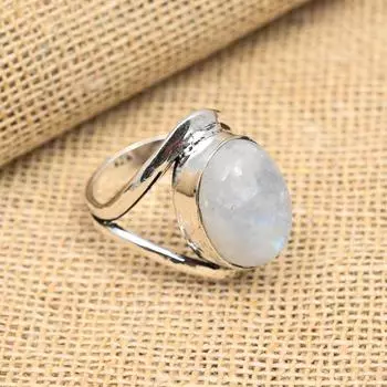 Привлекательный Радужный Лунный Камень Драгоценный Камень Стерлингового Серебра 925 Ювелирные Изделия Ручной Работы Для Женщин 4 белый