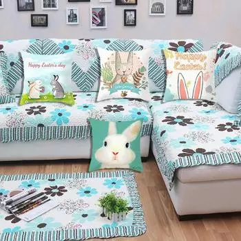 Привлекательный удобный чехол для подушки из полиэстера с изображением весеннего пасхального кролика, накидка на постельное белье D