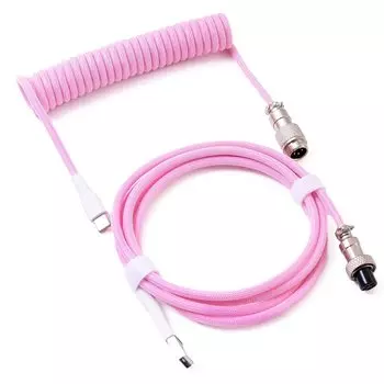 Привлекательный USB-кабель, спиральный кабель, проводная механическая клавиатура, игровая клавиатура, индивидуальный кабель [SCIOLTO] [USB-A - USB-C] TYPE-C (розовый)