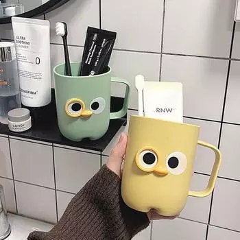 Привлекательный внешний вид стакана для ополаскивания полости рта, милый мультфильм, стакан для бытовой щетки, стакан для мытья, пара стоматологических приспособлений, стакан для зубной банки, креативный 301-400ml жёлтый