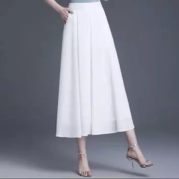 Привлеките внимание окружающих этой потрясающей белой шифоновой макси-юбкой для женщин с высокой талией и расклешенным кроем S белый