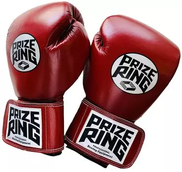 PRIZE RING Boxing Gloves Genuine Leather Professional 5.0 Red/Black (14oz)