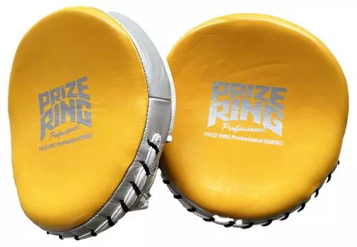 PRIZE RING легкая боксерская перчатка маленькая, тонкая, желтая/серебристая (S) чёрный