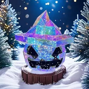 Призматическая переливающаяся светодиодная тыква, светодиодная тыква на Хэллоуин с ведьминой шляпой, неоновые огни, красочный светящийся ночник для спальни, общежития, стола, вечеринки
