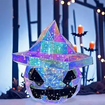 Призматическая переливающаяся тыква светодиодные огни Хэллоуин светодиодная тыква с ведьминой шляпой неон