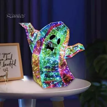 Призматические переливающиеся светодиодные огни-призраки, ночник-призрак на Хэллоуин, красочные украшения для дома и вечеринки, настольная фигурка A