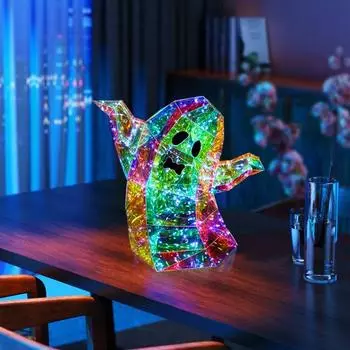 Призматические переливающиеся светодиодные огни-призраки, ночник-призрак на Хэллоуин, красочные украшения для дома и вечеринки, настольная фигурка A