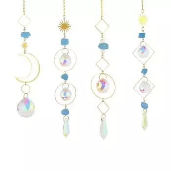 Призматический ловец солнца, подвесная бусина, кристаллы, подвеска с колокольчиком, лунный ловец радуги, занавеска для окна, люстра, домашний декор