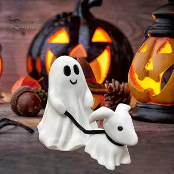Призрачная гуляющая собака, украшение, жуткая фигурка собаки-призрака, Хэллоуин, мальчик, девочка, призрак, гуляющая собака, скульптура для внутреннего и наружного декора Boy