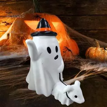 Призрачная собака, шагающая статуя из смолы, милый жуткий призрак, украшение на Хэллоуин, компактная фигурка призрака для украшения домашнего стола 15cm