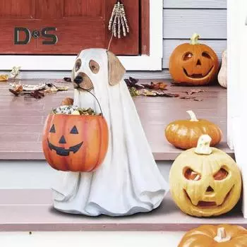Призрачная собака тыква конфетница Хэллоуин смола призрачная кошка лакомство подарочный пакет для дома офис в помещении на открытом воздухе сад настольное украшение орнамент вечеринка фестиваль Little Dog