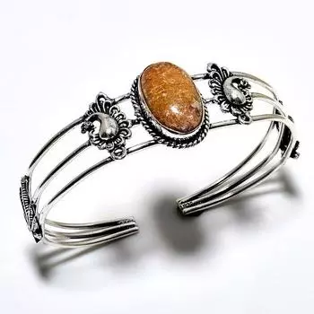 Призрачный глаз Яшма Драгоценный камень 925 посеребренный браслет-манжета ручной работы