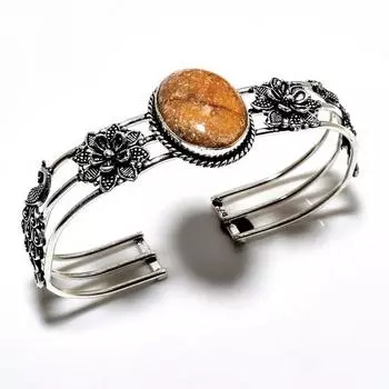 Призрачный глаз Яшма Драгоценный камень 925 посеребренный браслет-манжета ручной работы