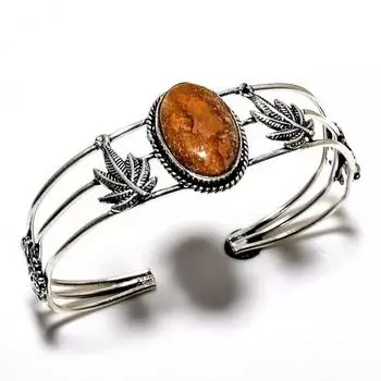 Призрачный глаз Яшма Драгоценный камень 925 посеребренный браслет-манжета ручной работы