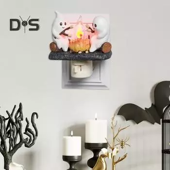 Призрачный костер мерцающий ночник Хэллоуин 3D мультфильм призрак светодиодный фонарь поддельный костер украшение для дома и офиса дети друзья семья фестиваль подарок UK