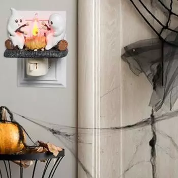 Призрачный костер мерцающий ночник Хэллоуин 3D мультфильм призрак светодиодный фонарь поддельный костер украшение для дома и офиса дети друзья семья фестиваль подарок UK