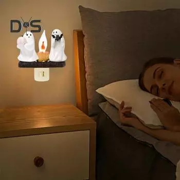 Призрачный костер мерцающий ночник Хэллоуин жуткий светодиодный поддельный костер тыква летучая мышь призрачная лампа для дома и офиса внутреннее украшение орнамент US Plug