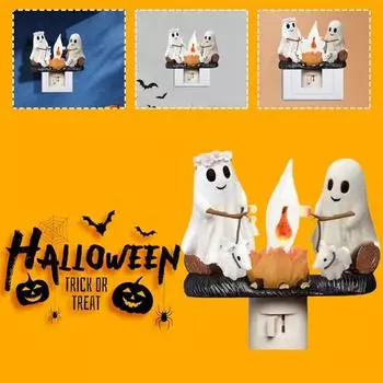 Призрачный костер мерцающий ночник Хэллоуин жуткий светодиодный поддельный костер мультяшный призрачный светильник для дома и офиса