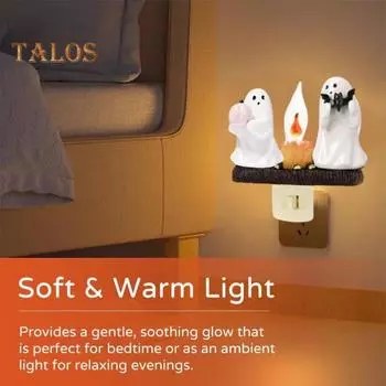 Призрачный костер мерцающий ночник Хэллоуин жуткий светодиодный поддельный костер тыква летучая мышь призрачная лампа для дома и офиса внутреннее украшение орнамент US Plug