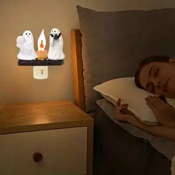 Призрачный костер мерцающий ночник Хэллоуин жуткий светодиодный поддельный костер тыква летучая мышь призрачная лампа для дома и офиса внутреннее украшение орнамент US Plug