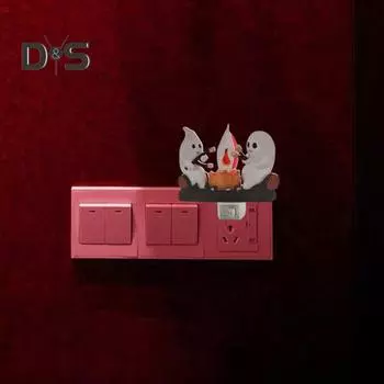 Призрачный костер мерцающий ночник мерцающее пламя Хэллоуин ночной светильник 2 призрака жарят 3D светодиодный светильник свечи жуткий настенный декор спальни EU