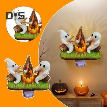 Призрачный костер мерцающий ночник светодиодный фонарь для Хэллоуина поддельный костер мультяшный призрачный светильник для дома и офиса внутреннее украшение праздничный подарок EU B