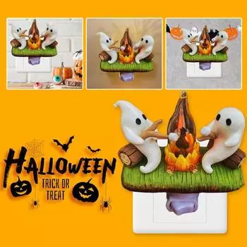 Призрачный костер мерцающий ночник светодиодный фонарь для Хэллоуина поддельный костер мультяшный призрачный светильник для дома и офиса в помещении