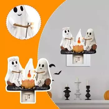 Призрачный костер мерцающий ночной свет Хэллоуин жуткий светодиодный поддельный костер мультяшный призрачный светильник для дома офис внутреннее украшение орнамент A