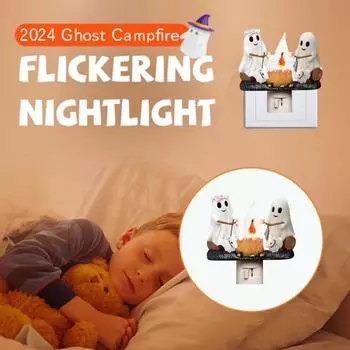 Призрачный костер мерцающий ночной свет Хэллоуин жуткий светодиодный поддельный костер мультяшный призрачный светильник для дома офис внутреннее украшение орнамент A