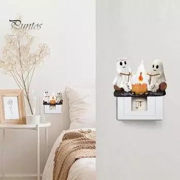 Призрачный костер мерцающий ночной свет Хэллоуин жуткий светодиодный поддельный костер мультяшный призрачный светильник для дома офис внутреннее украшение орнамент A