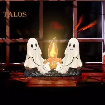 Призрачный костер Ночной светильник для костра Мерцающий беспламенный призрачный светильник Реалистичная поддельная свеча Украшение на Хэллоуин для детской комнаты A