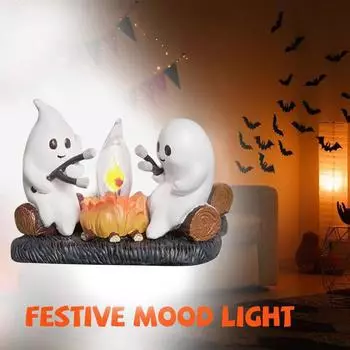 Призрачный мерцающий ночник, светодиодная лампа-призрак из искусственного огня, ночник для спальни с призраком на Хэллоуин, украшения для дома, подарки для семьи, друзей, детей One Size