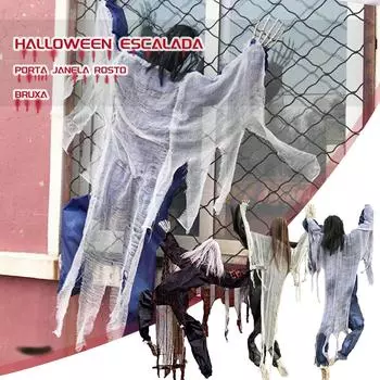 Призрак, карабкающийся по стенам, Хэллоуин, страшный ужас, безликий, карабкающийся по двери, карабкающийся по окну, карабкающийся по кровати, бар с привидениями, страшный трюк, реквизит One Size чёрный