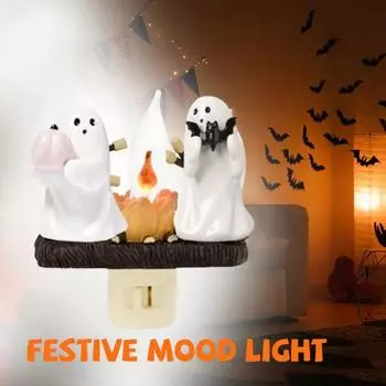 Призрак костер мерцающий ночник Хэллоуин жуткий светодиодный поддельный костер тыква летучая мышь призрак