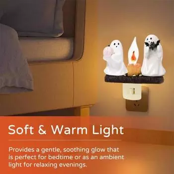 Призрак костер мерцающий ночник Хэллоуин жуткий светодиодный поддельный костер тыква летучая мышь призрак