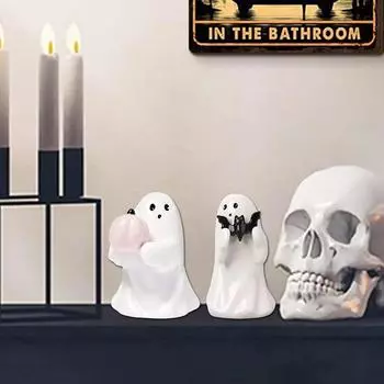 Призрак обнимает статую тыквы, симпатичное украшение на Хэллоуин, фигурка призрака на Хэллоуин, украшение из смолы для дома A
