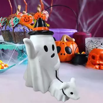 Призрак Собака Ходячая Статуя Смола Милый Жуткий Призрак Хэллоуин Украшение Компактный Призрак