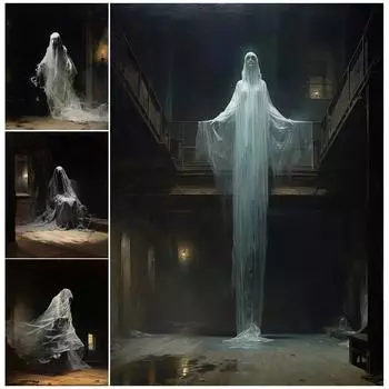 Призраки, пойманные в домах с привидениями, винтажное настенное искусство, печать на холсте, одинокий призрак, готический художественный постер и принт, украшение для дома без рамки 21*30cm