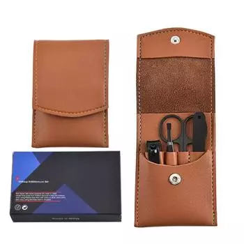 Pro, 4 шт./компл., черные машинки для стрижки ногтей из нержавеющей стали с кожаной сумкой, триммер для стрижки ногтей, кусачки для ногтей и триммеры, новинка