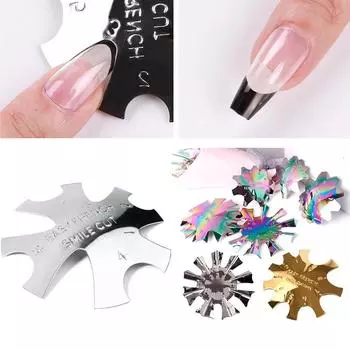 Pro 9 размеров Easy French Smile Cut V Line миндалевидные кончики Маникюрный триммер для кромок Ногтей Акрил 10 типов Формы для французских ногтей #A серебряный